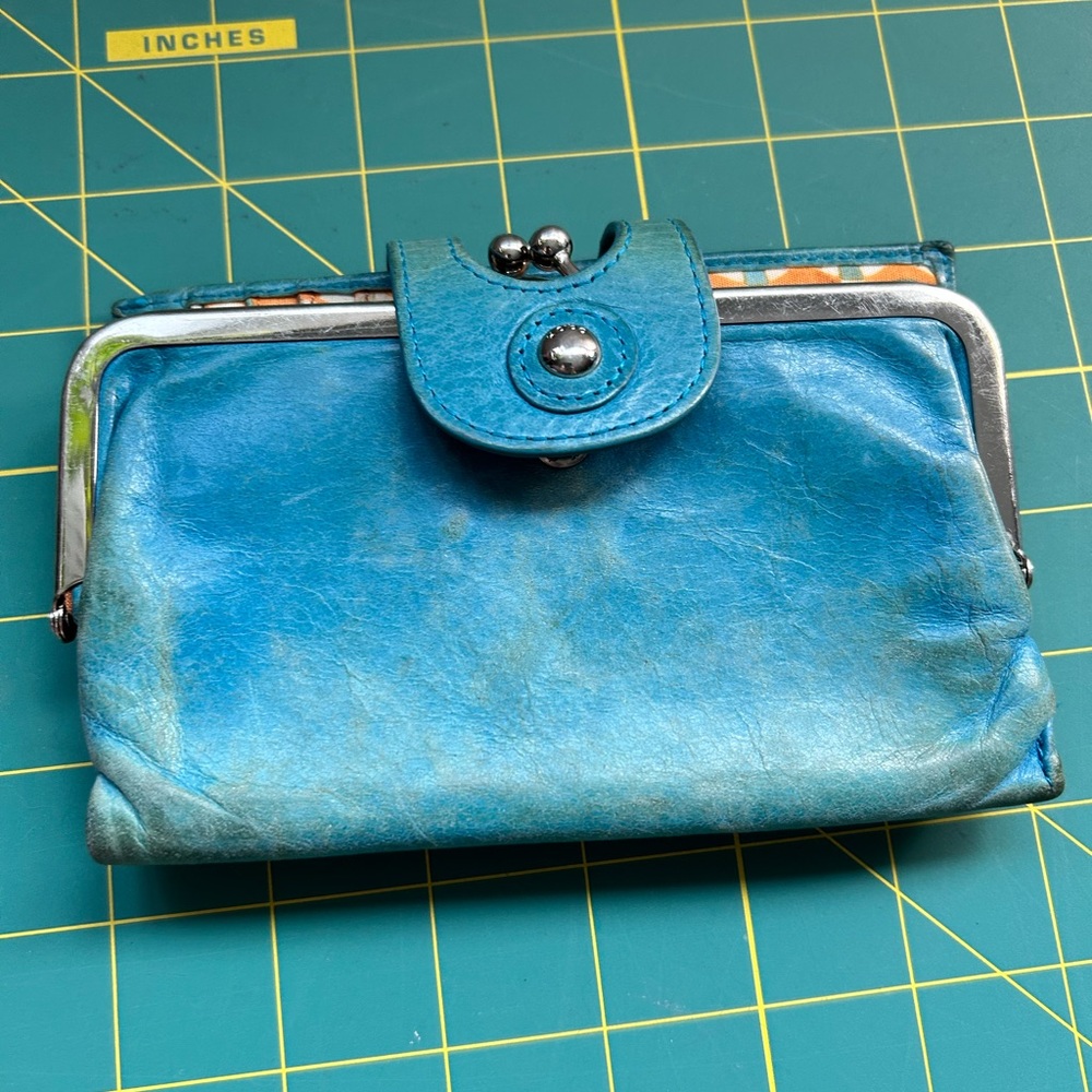 HOBO Aqua Blue Leather Wallet